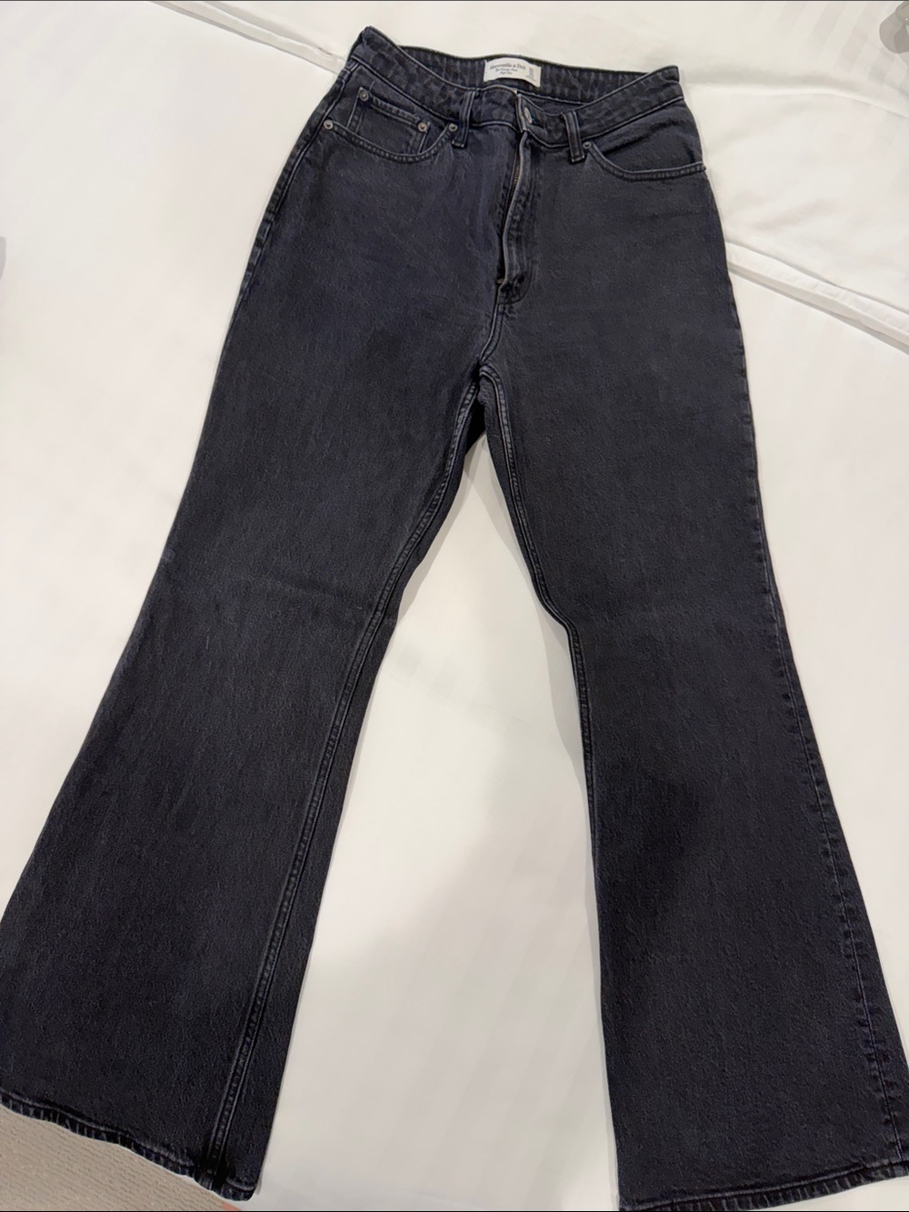 Abercrombie & Fitch Black Wide-Leg Flare Jeans/ Curve Love fit
